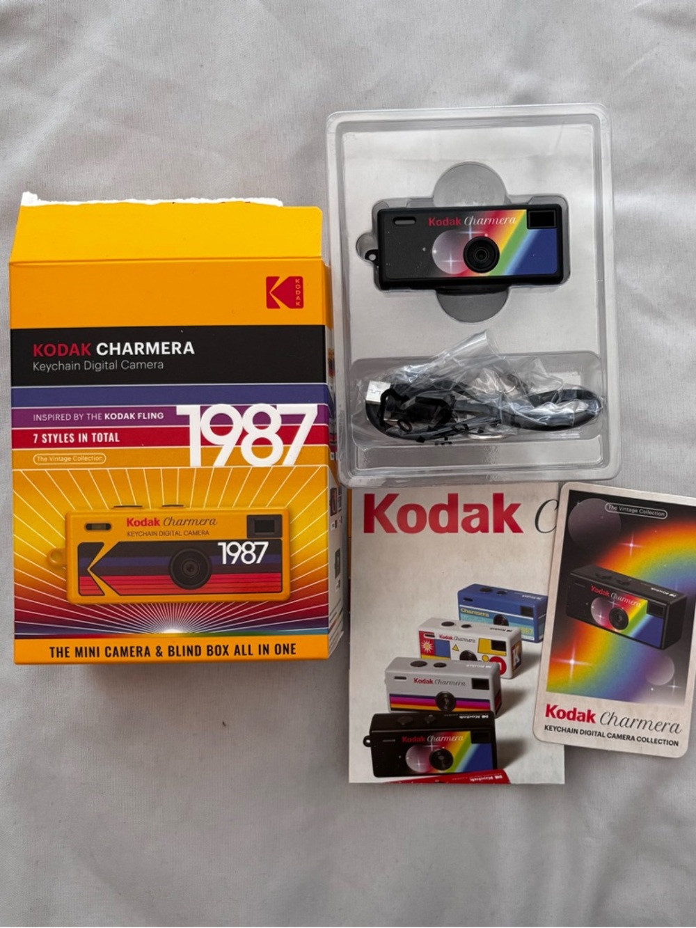 Kodak Charmera Keychain Digital Camera - Black with Rainbow Stripe (NEW)